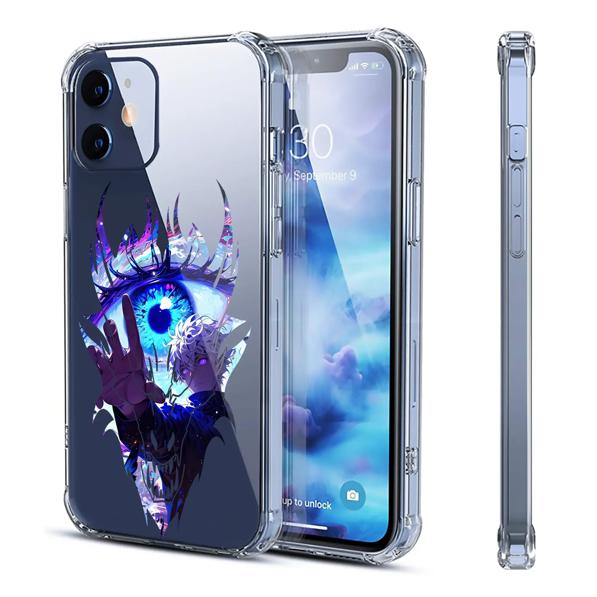 呪術廻戦 グッズ,五条 悟 - IPhone 12シリーズ対応 ・ 透明スマホケース ・ クリアソフトケース ・ TPU素材 ・ 耐衝撃 ・ 高密着 ・ 防汚 防指紋 ・ 簡単着脱